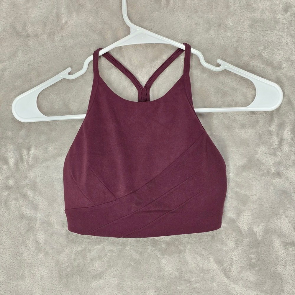 Lululemon Flow Y Wrap-Front High-Neck Sports Bra Light Support Burgundy‎ Size 2